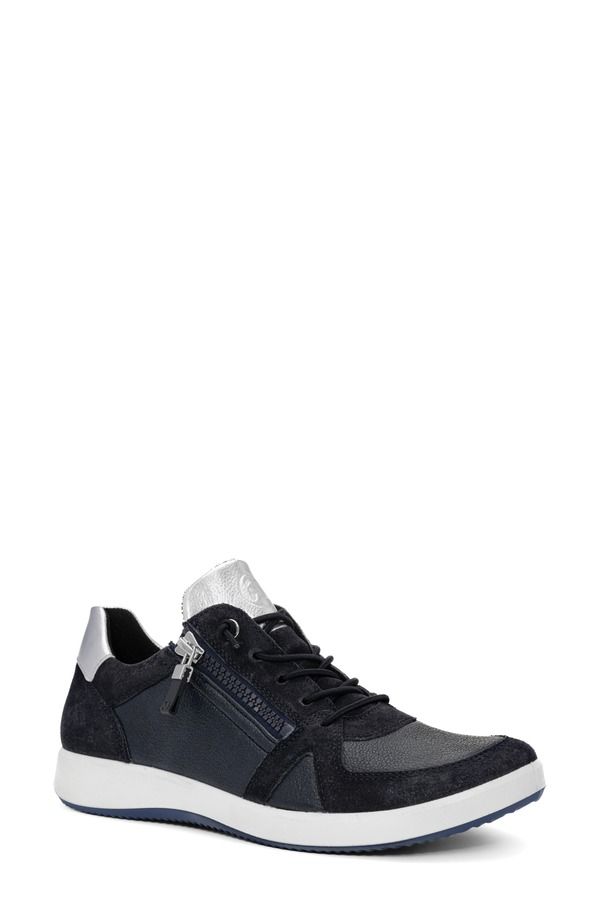 アラ レディース シューズ スニーカー ara Riviera Side Zip Sneaker Navy Silver ネイビー