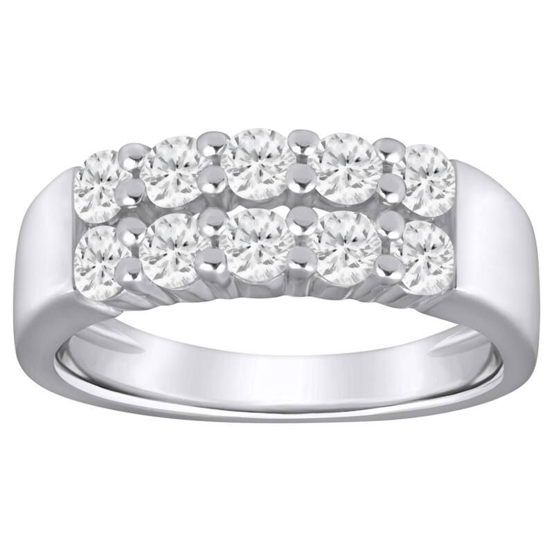 Alyson Layne レディース アクセサリー リング Alyson Layne 10k Gold 1 CaratW Lab Grown Diamond Wide Band Ring 10k White Gold ホワイト