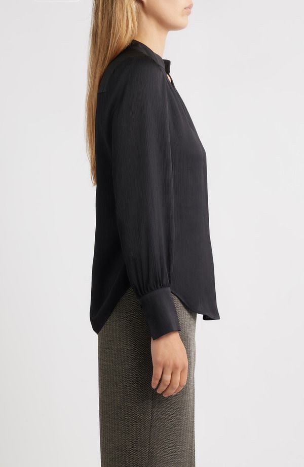 アンクライン レディース トップス シャツ クレープ Anne Klein Textured Crepe Long Sleeve Top Anne Black ブラック アンクライン レディース トップス シャツ クレープ Anne Klein Textured Crepe Long Sleeve Top Anne Black ブラック