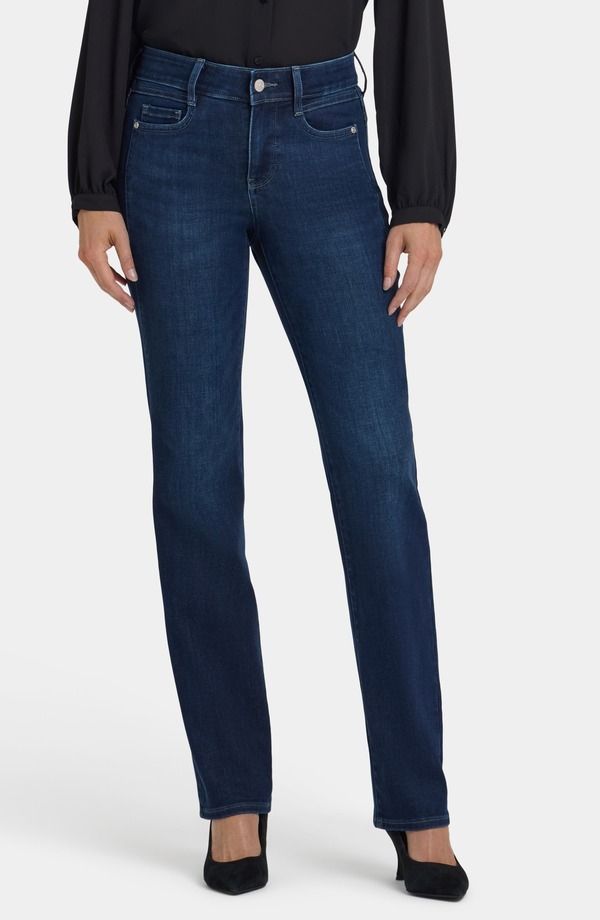 エヌワイディージェイ レディース ボトムス デニムパンツ ストレート ジーンズ NYDJ Marilyn Paneled Seam Straight Leg Jeans Blacken Blue ブルー