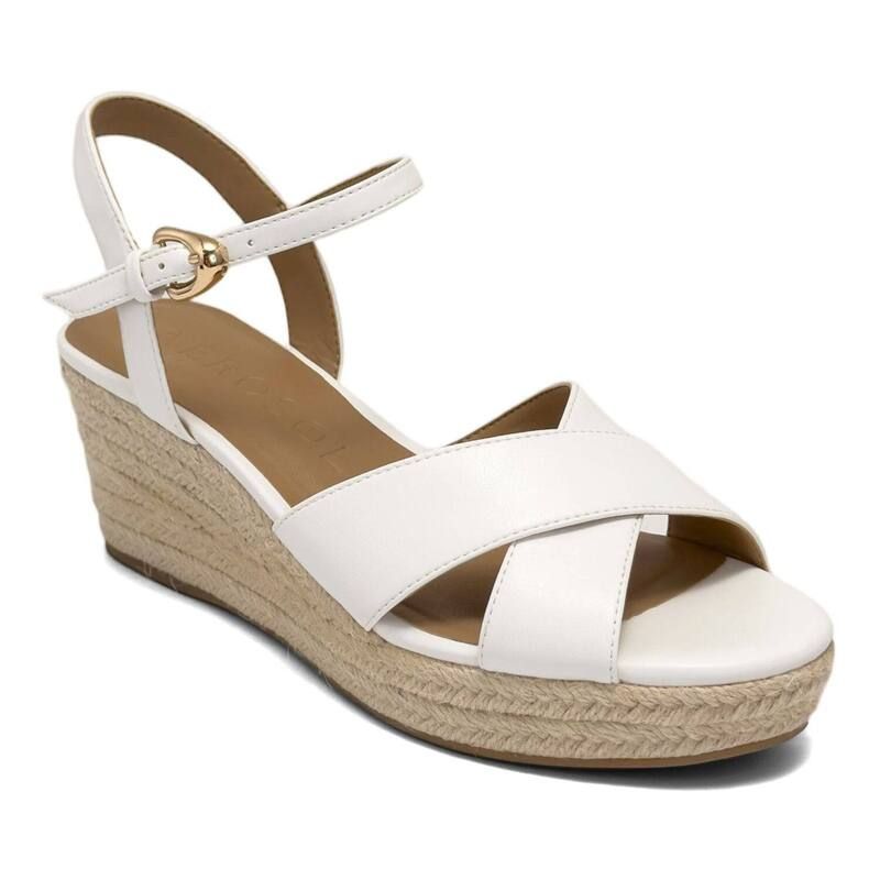 エアロソールズ レディース シューズ パンプス サンダル アンクル Aerosoles Casarina Womens Wedgespadrille Sandals With Ankle Strap White ホワイト
