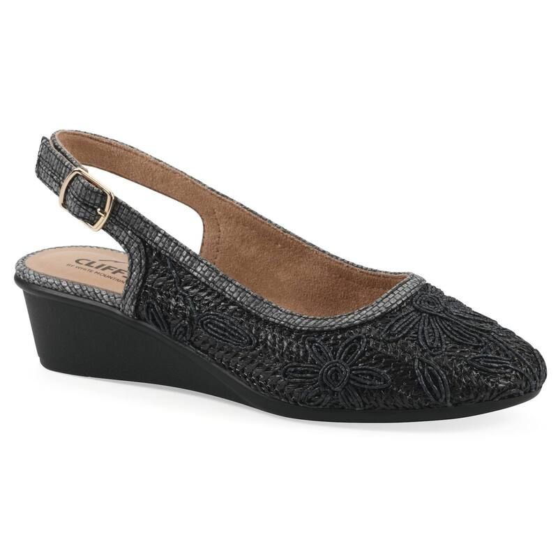 クリフバイホワイトマウンテン レディース シューズ パンプス ヒール Cliffs by White Mountain Boris Womenslingback Wedge Heels Black Fabric ブラック