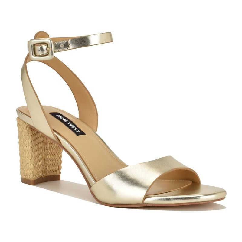 ナインウェスト レディース シューズ パンプス サンダル ヒール Nine West Pheba Womens Almond Toe Block Heel Dressandals Gold ゴールド