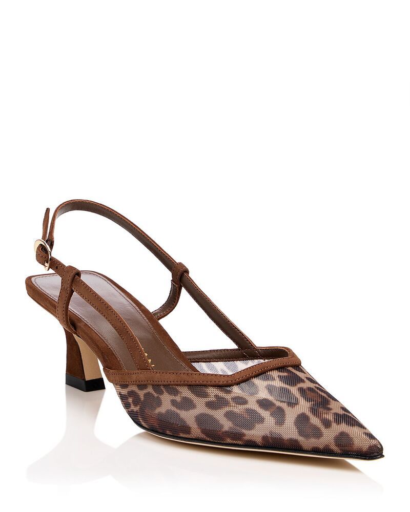 スチュアート ワイツマン レディース シューズ パンプス プリント メッシュ Stuart Weitzman Womens Vinnie Leopard Print Mesh Slingback Pumps ClassicCigar アニマル