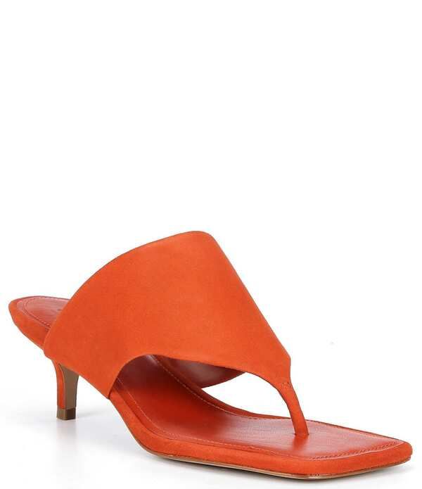 シュッツ レディース シューズ ヒール サンダル スエード Schutz Sage Mid Stiletto Suede Thong Slide Sandals Orange Clay オレンジ