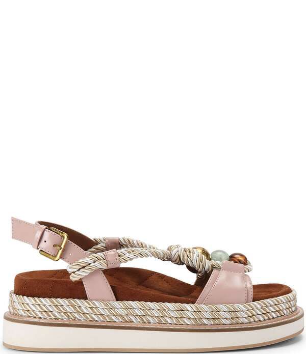 カートジェイガーロンドン レディース シューズ サンダル レザー Kurt Geiger London Orson Beaded Rope Leather Slingback Sandals Pale Pink ピンク