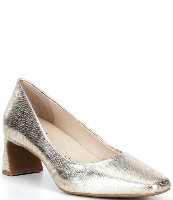 アレックスマリー レディース シューズ ヒール レザー Alex Marie Daphnembossed Leather Block Heel Pumpsoft Gold ゴールド