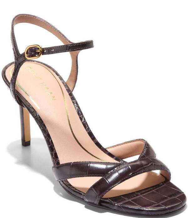 コールハーン レディース シューズ ヒール プリント サンダル レザー Cole Haan Constantina Croco Print Leather Dressandals Dark Chocolate チョコレート