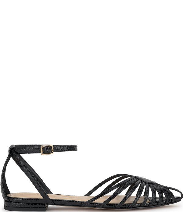 ジェシカシンプソン レディース シューズ パンプス アンクル Jessica Simpson Eulean Embossed Strappy Caged Ankle Wrap Flats Black ブラック