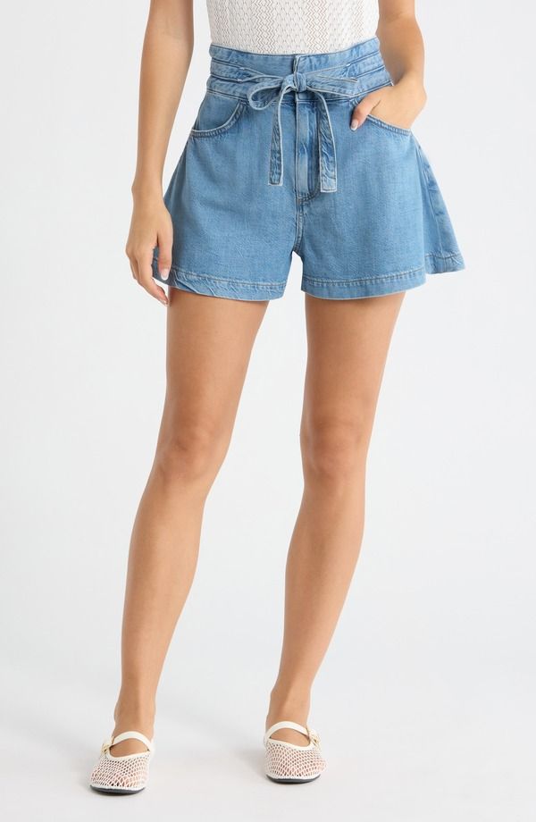 ペイジ レディース ボトムス デニムパンツ ショートパンツ PAIGE Mathilda Paperbag Waist Denim Shorts Rosecrans デニム