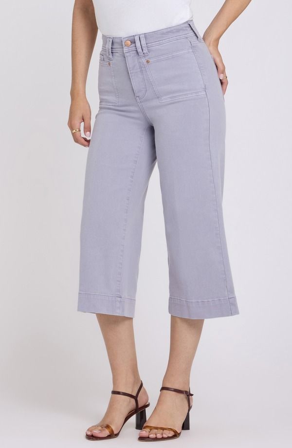 エヌワイディージェイ レディース ボトムス カジュアルパンツ ワイドレッグ ハイウエスト キャップ ジーンズ NYDJ Brigitte Patch Pocket High Waist Wide Leg Capri Jeans Vintage Lavender