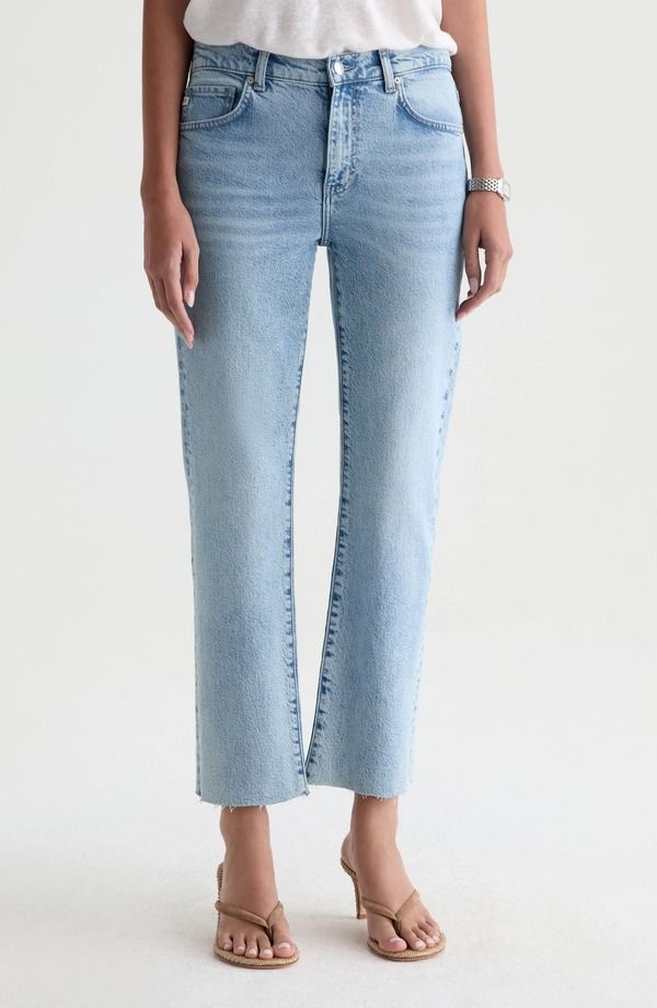 エージー レディース ボトムス デニムパンツ ストレート アンクル ジーンズ AG Brinley Raw Hemid Rise Ankle Straight Leg Jeans Gold Country ゴールド