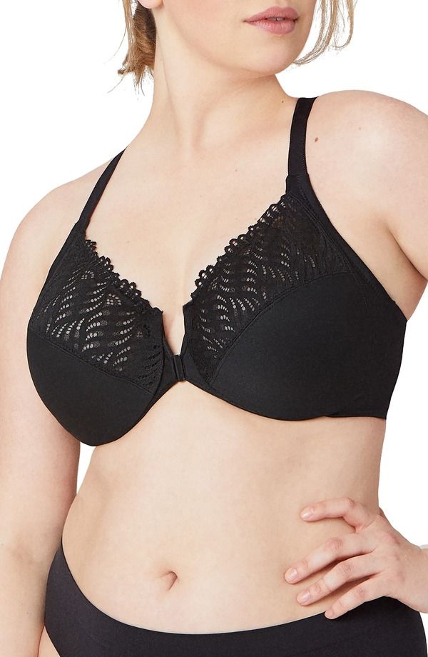 グラマライズ レディース アンダーウェア ブラジャー Glamorise WonderWire Front Close TBack Underwire Bra Black ブラック