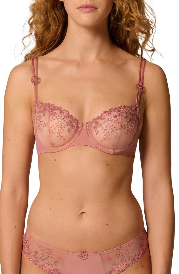 シモーヌペレール レディース アンダーウェア ブラジャー Simone Perele Delice Underwire Demi Bra Smokey Pink ピンク