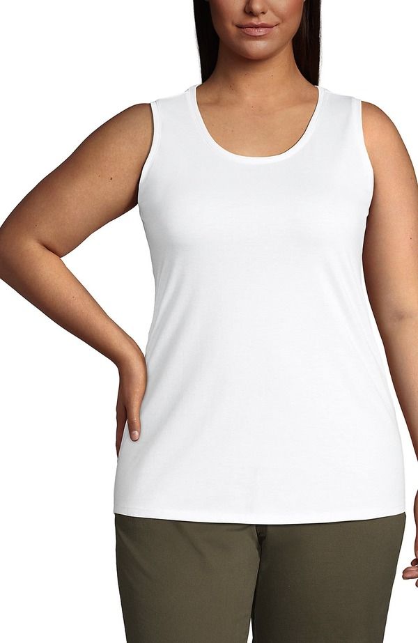 ランズエンド レディース トップス シャツ コットン Lands End Supima Cotton Tunic Tank Top White ホワイト