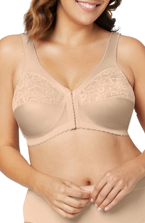 グラマライズ レディース アンダーウェア ブラジャー Glamorise MagicLift Front Close Support Bra Beige ベージュ