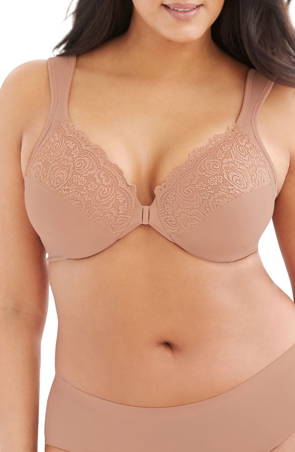 グラマライズ レディース アンダーウェア ブラジャー Glamorise WonderWire Front Close Underwire Bra Brown ブラウン