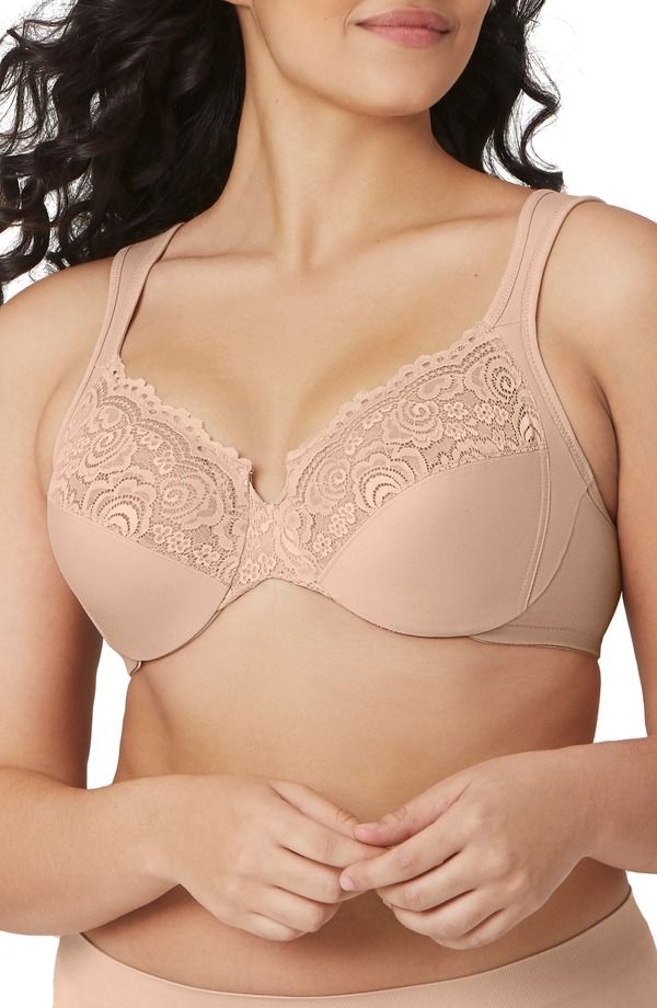 グラマライズ レディース アンダーウェア ブラジャー レース Glamorise WonderWire Low Cut Lace Underwire Bra Caf