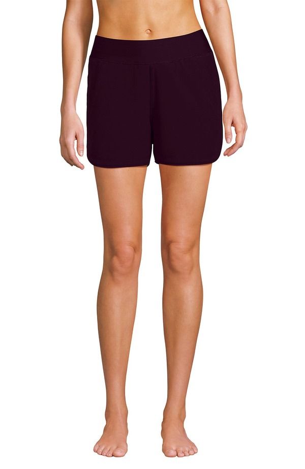 ランズエンド レディース ボトムス ハーフパンツ・ショーツ ショートパンツ Lands End 3 Quick Dry Elastic Waist Board Shortswim Coverup Shorts with Panty Dark Wine ワイン