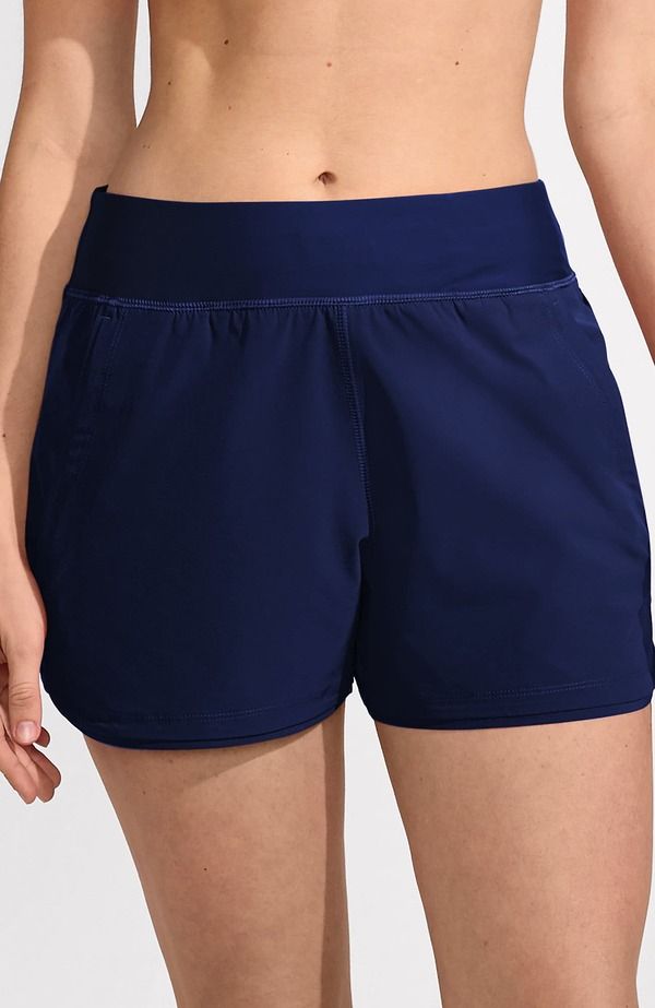 ランズエンド レディース ボトムス ハーフパンツ・ショーツ ショートパンツ Lands End 3 Quick Dry Elastic Waist Board Shortswim Coverup Shorts with Panty Deep Sea Navy