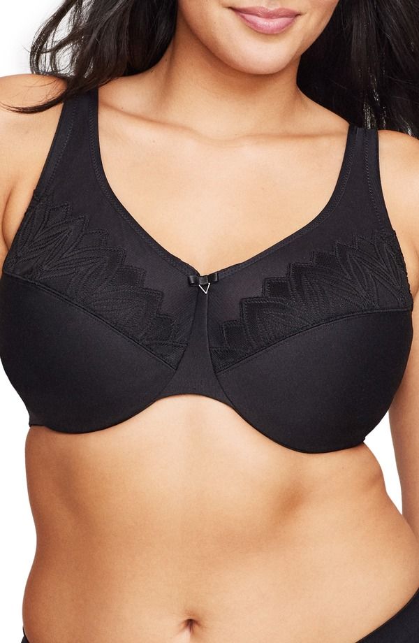 グラマライズ レディース アンダーウェア ブラジャー ミニ Glamorise Wonderwire Full Coverage Minimizer Bra Black ブラック