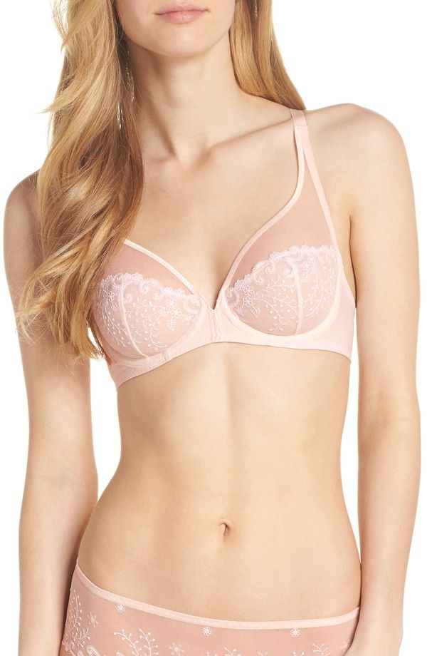 シモーヌペレール レディース アンダーウェア ブラジャー シアー Simone Perele Delice Sheer Underwire Plunge Bra Blush ブラッシュ