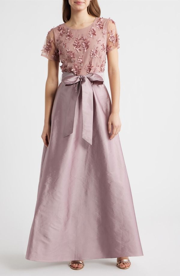 ピサッロナイツ レディース トップス ワンピース フラワー柄 フラワー Pisarro Nights 3D Floral Bodice Beaded Gown Quartz 915