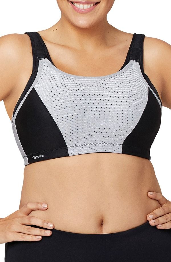 グラマライズ レディース アンダーウェア ブラジャー Glamorise Custom Control Sports Bra BlackGrey ブラック