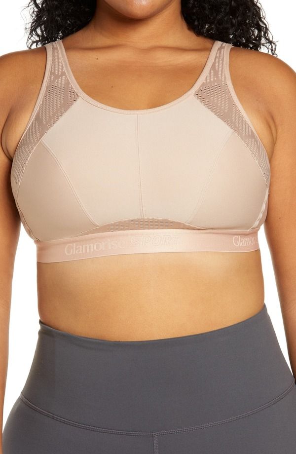 グラマライズ レディース アンダーウェア ブラジャー メッシュ Glamorise NoSweat Full Figure Mesh Sports Bra Brown ブラウン