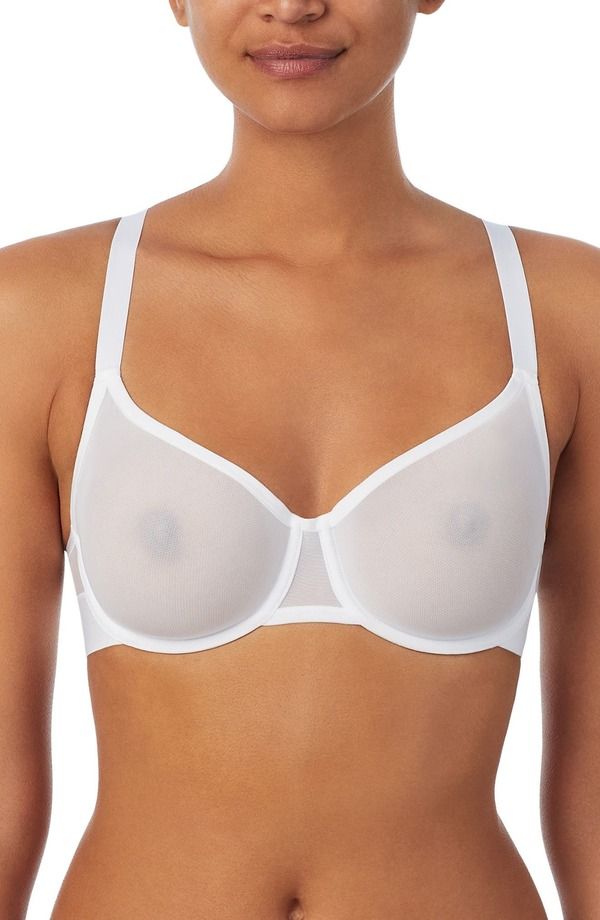 ダナ キャラン ニューヨーク レディース アンダーウェア ブラジャー メッシュ シアー DKNY Sheer Mesh Unlined Bra White ホワイト