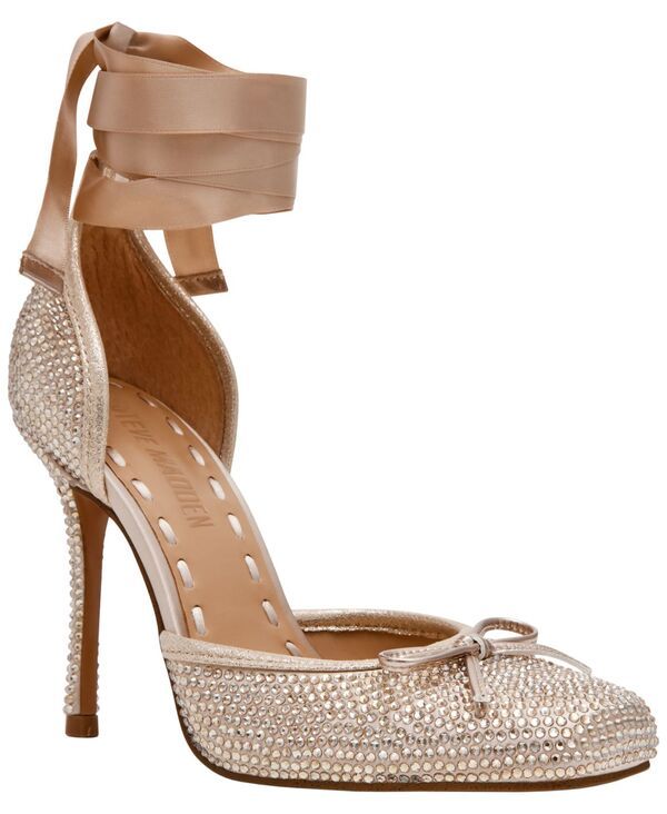 スティーブ マデン レディース シューズ パンプス レース ヒール Steve Madden Womens LarinaR LaceUp HighHeel Ballet Pumps Champagne Rhinestone シャンパン