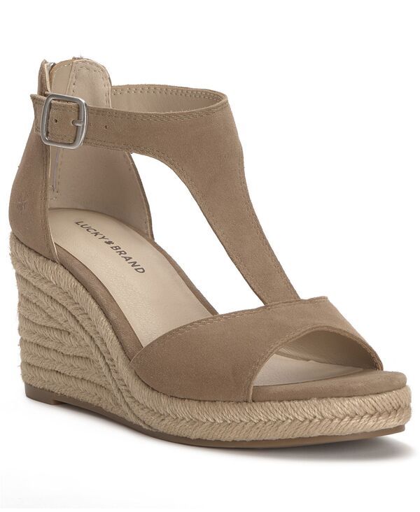 ラッキーブランド レディース シューズ サンダル Lucky Brand Womens Cyleste TStrap Espadrille Wedge Sandals Porcini Suede