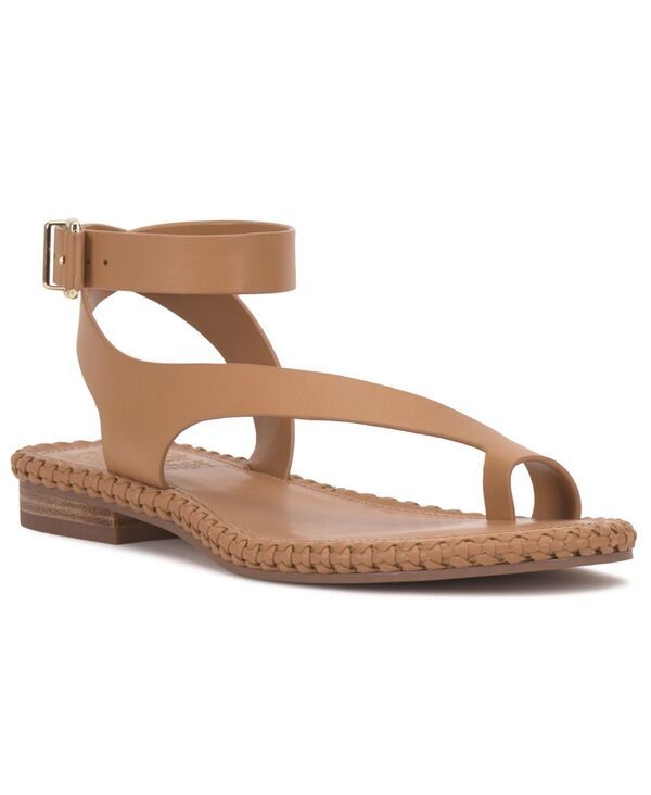 ヴィンスカムート レディース シューズ サンダル Vince Camuto Womens Libahs Braided ToeLoop Round Toe Flat Sandals Cortado Brown Leather ブラウン