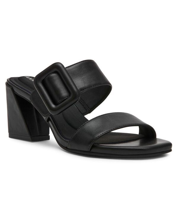 アンクライン レディース シューズ サンダル ヒール Anne Klein Womens Narita Buckle Block Heel Dressandals Black ブラック