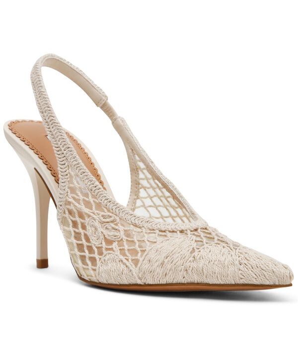 スティーブ マデン レディース シューズ パンプス Steve Madden Womens AndromedaCrochet Pointed Toe Slingback Pumps Bone Crochet
