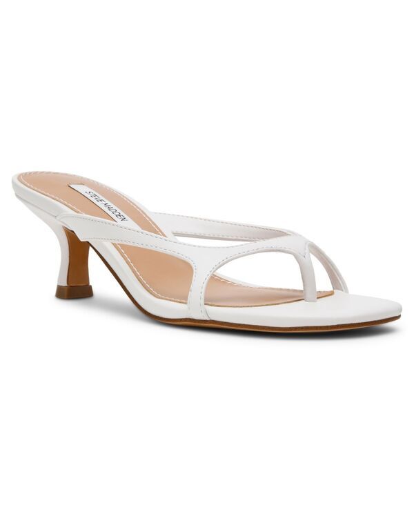 スティーブ マデン レディース シューズ サンダル ヒール Steve Madden Womens Brienna Strappy Kitten Heel Sandals White Leather ホワイト