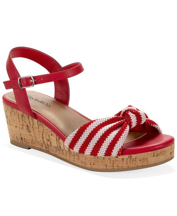 スタイルアンドコー レディース シューズ サンダル Style Co Womens Valleyy Knotted Front Wedge Sandals Red Stripe レッド