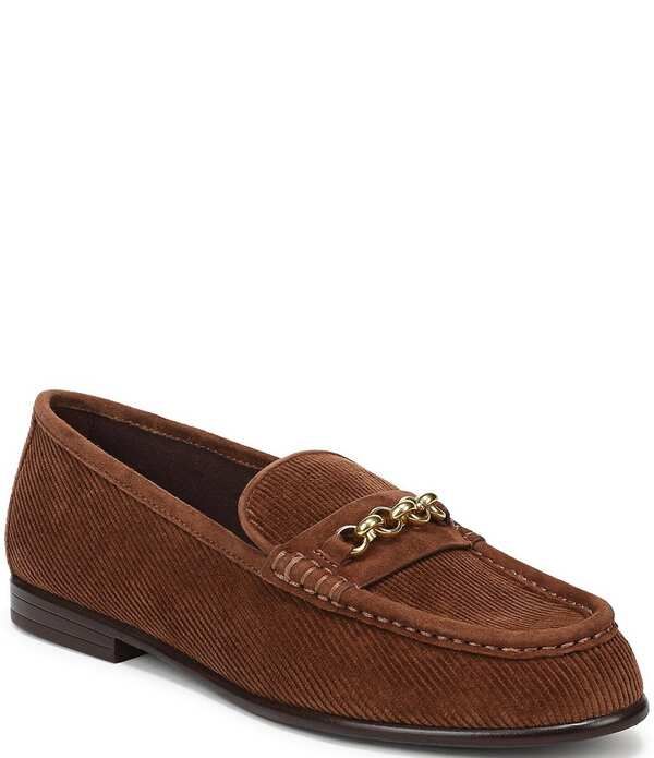 フランコサルト レディース シューズ パンプス コーデュロイ ローファー Franco Sarto Maris Corduroy Bit Chain Loafers Brown ブラウン