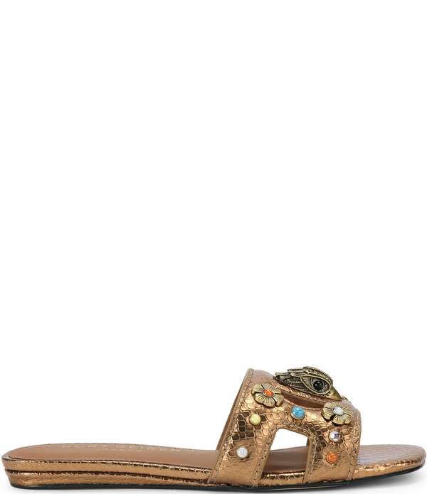 カートジェイガーロンドン レディース シューズ パンプス カットアウト サンダル レザー Kurt Geiger London Eagle Cut Out Leather Slide Sandals Bronze