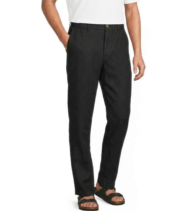 カリビアン メンズ ボトムス カジュアルパンツ トール リネン Caribbean Big Tall Coastalinen Flat Front Pants Black ブラック