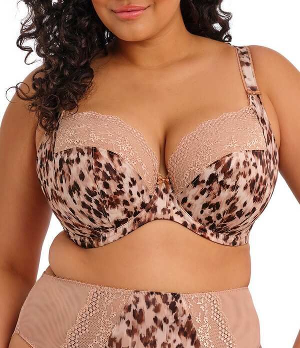 エロミ レディース アンダーウェア ブラジャー プリント Elomi Lucie Leopard Print Full Busted Underwire Stretch Plunge Bra Wild Cat アニマル