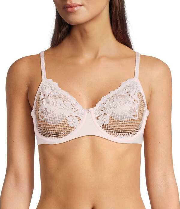 レミステレー レディース アンダーウェア ブラジャー レース Le Mystere Lace Allure Unlined Scoop Neck Adjustable Bra Cameo