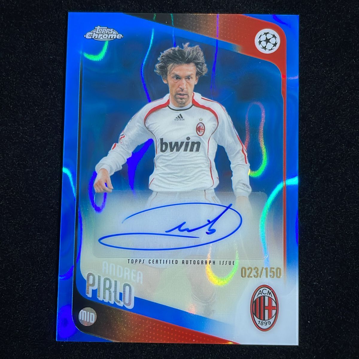 Andrea Pirlo アンドレア・ピルロ Topps Chrome UCC 2025-26 /150 Blue Lava Refractor Auto サイン 直筆 AC Milan