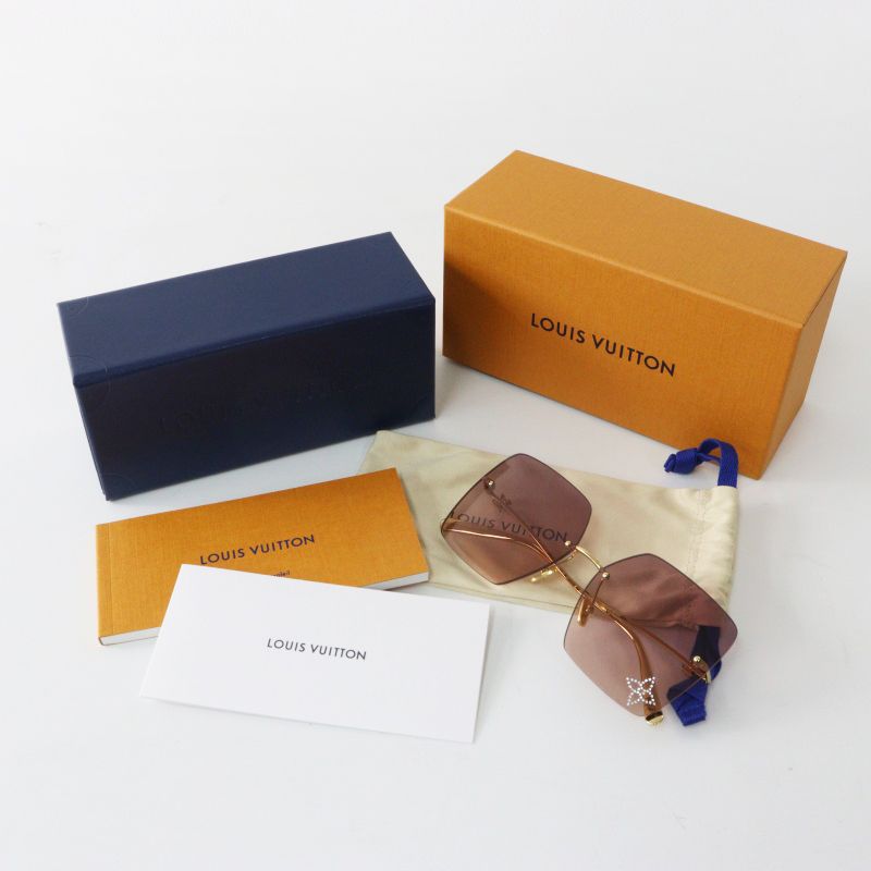 美品 箱付き ルイ ヴィトン LOUIS VUITTON LV グラム 2.0 スクエア サングラス 61□16 ピンクグラデーション×ゴールド┃【2400014930412】