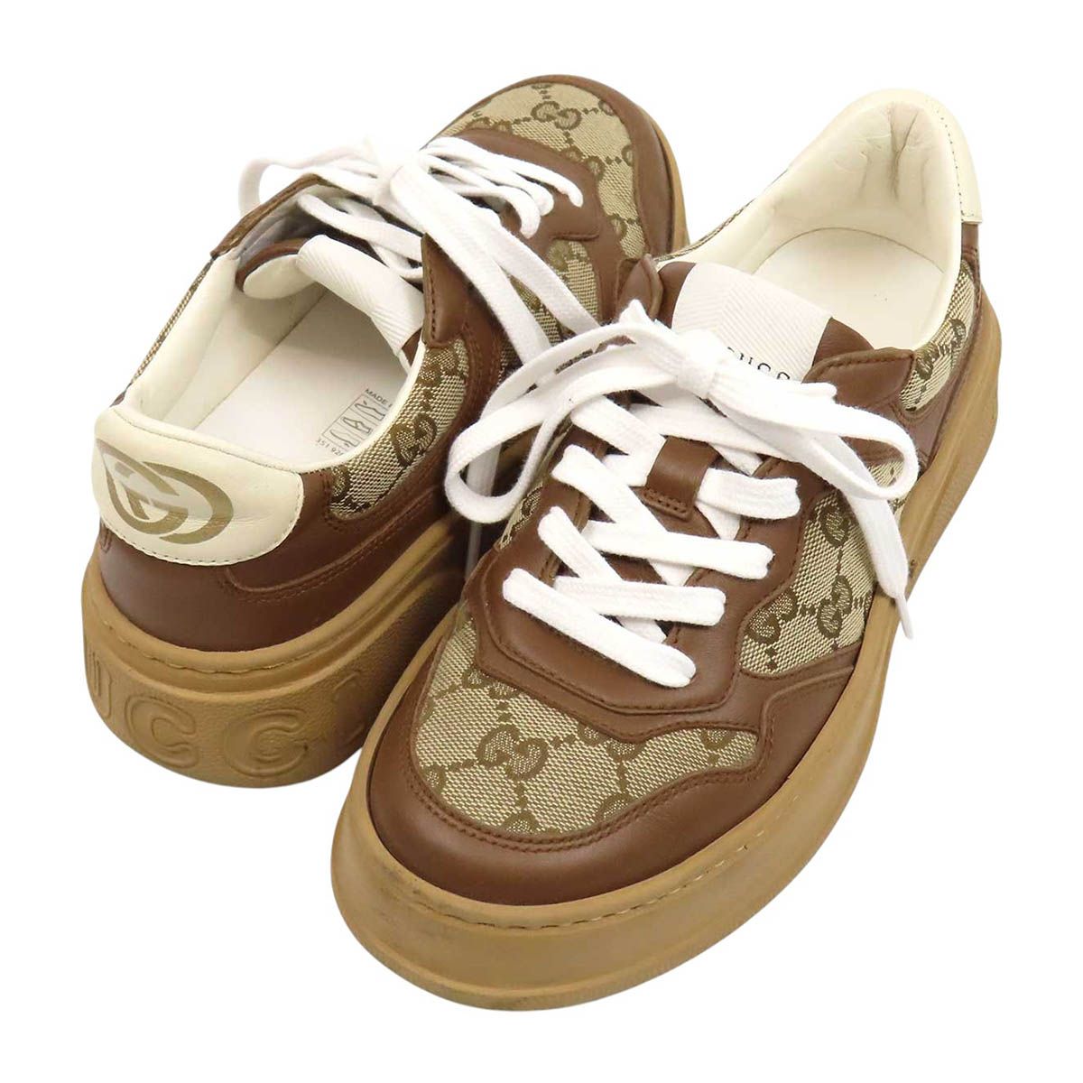 グッチ GGキャンバス ローカット スニーカー 676092 レディース ベージュ ブラウン GUCCI【中古】 【アパレル・小物】