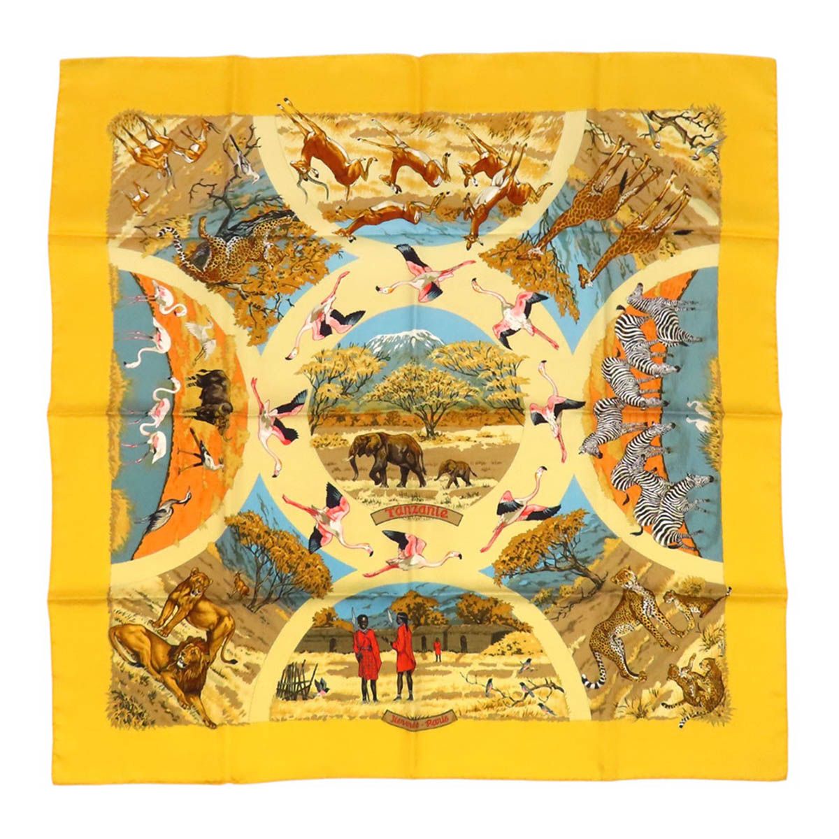 エルメス カレ 90 Tanzanie タンザニア ユニセックス イエロー HERMES【中古】 【アパレル・小物】