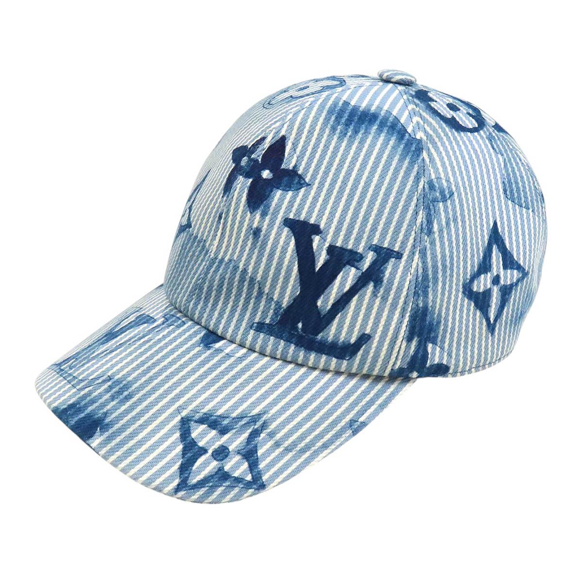 ルイヴィトン モノグラム ヒッコリーストライプ キャップ M76755 ユニセックス ブルー LOUIS VUITTON【中古】 【アパレル・小物】