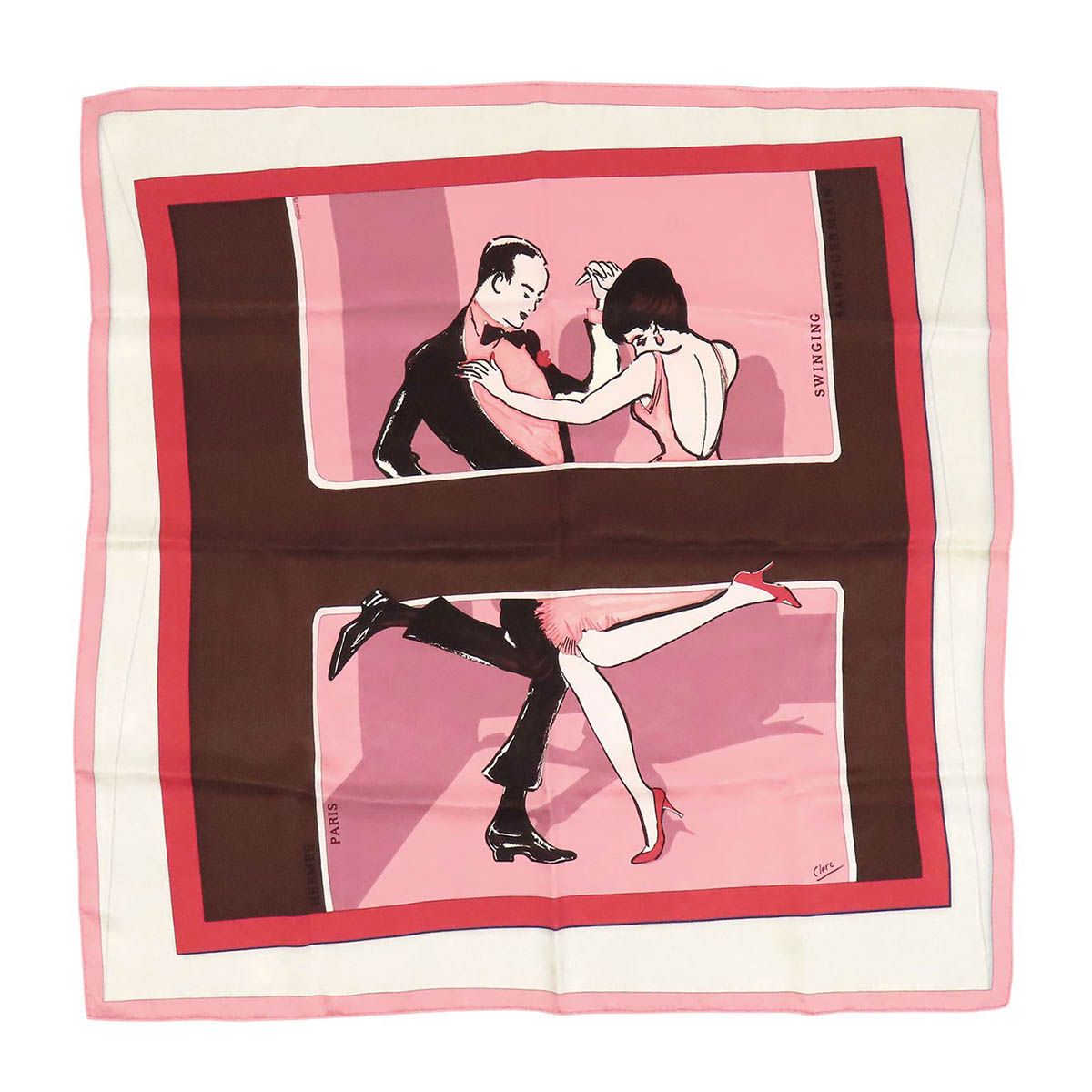 エルメス カレ 70 SWINGING SAINT GERMAIN ユニセックス ピンク HERMES【中古】 【アパレル・小物】