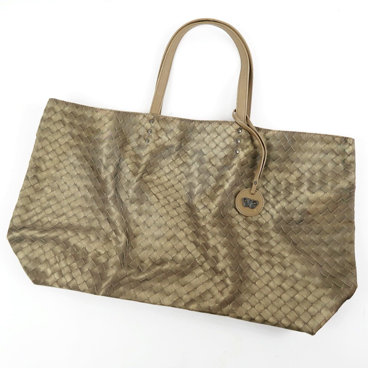【美品】BOTTEGAVENETA ボッテガヴェネタ イントレッチオ トートバッグ ナイロン系 グリーン系【HF34】