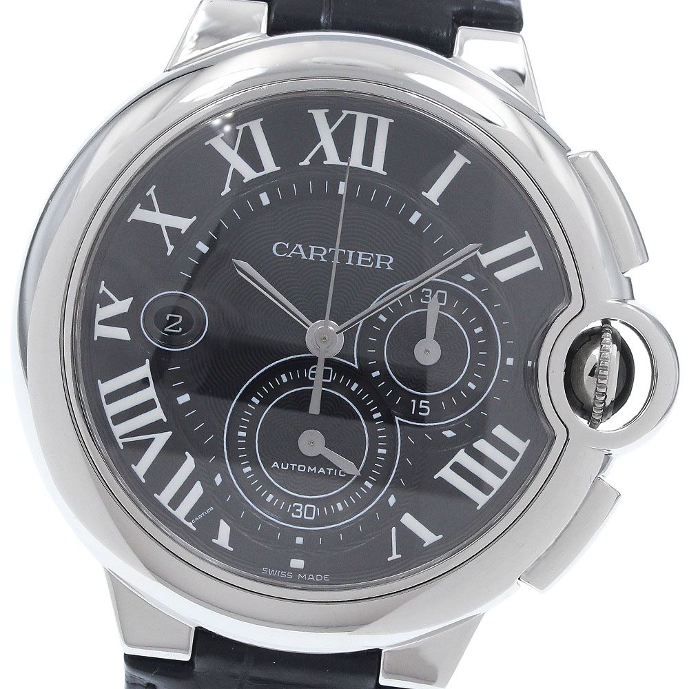 カルティエ CARTIER W6920052 バロンブルーXL クロノグラフ デイト 自動巻き メンズ 内箱・保証書付き_960655